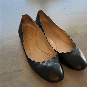 Chloe Black Scalloped Flats
